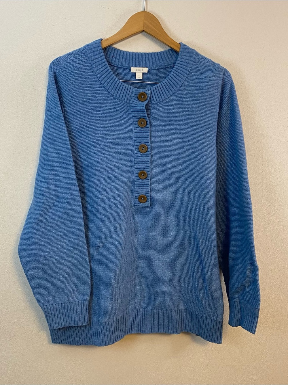 Pure Jill Blue Knit Crewneck Sweater Cottagecore‎ Fishermen Fall Women’s XL